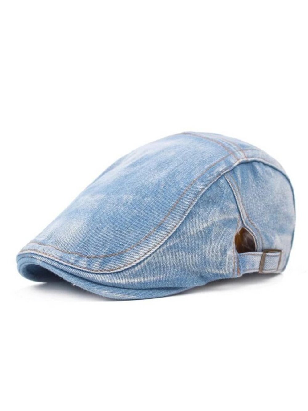 Mens Light Blue Denim Flat Cap Newsboy Ivy Driving Golf Cabbie Hat Vintage